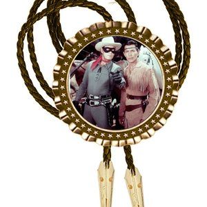 Lone Ranger and tonto Bolo Tie All Metal Necktie Photo Art Hand Made New All Bra